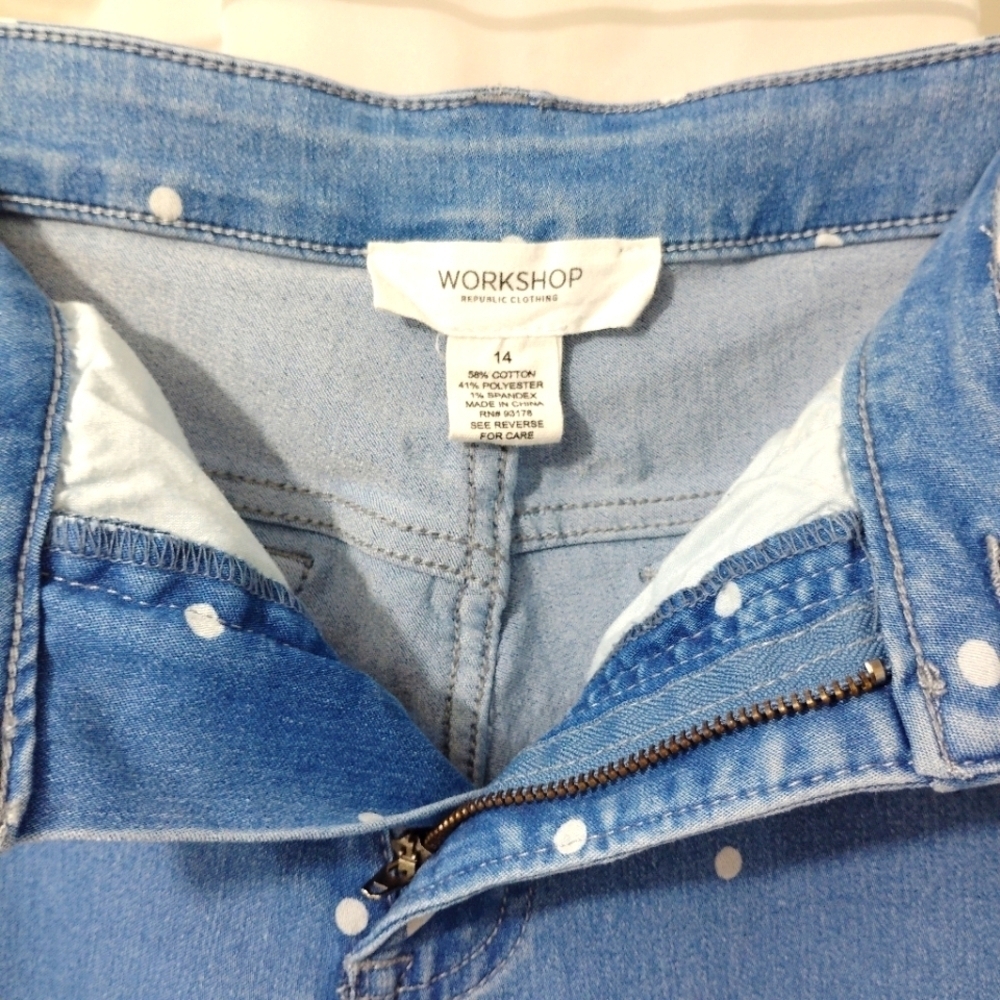 Vintage Jeans Workshop Republic Polkadot Ankle Length 5 Pocket Medium Wash Denim - Picture 2 of 14